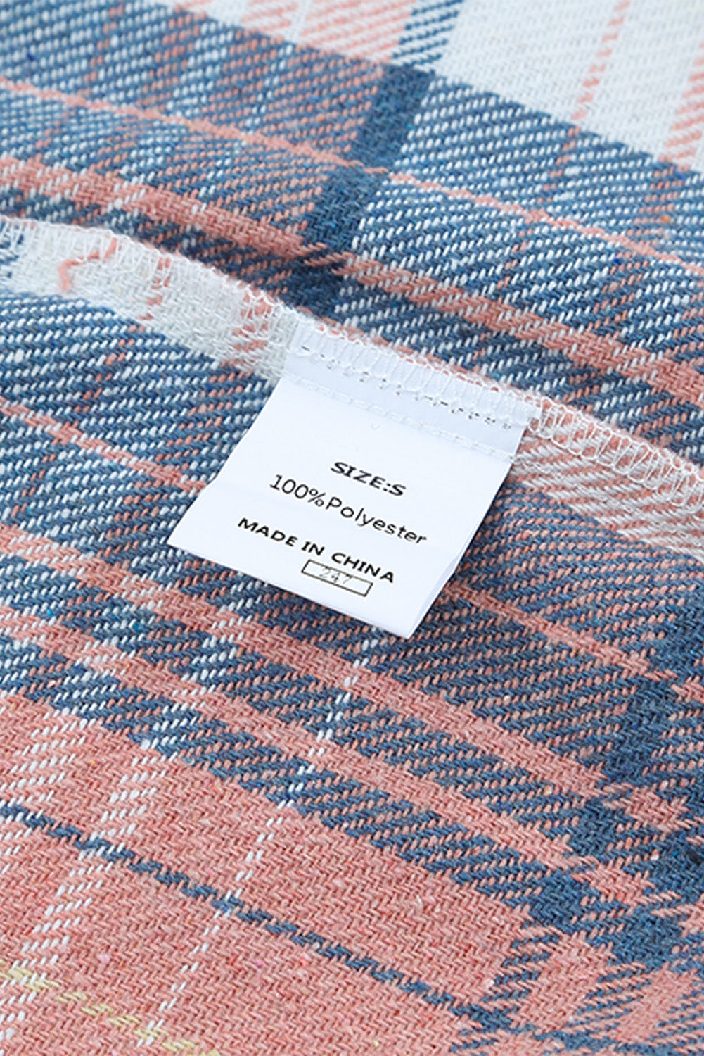 Ladies Pink Plaid Flap Pockets Shacket