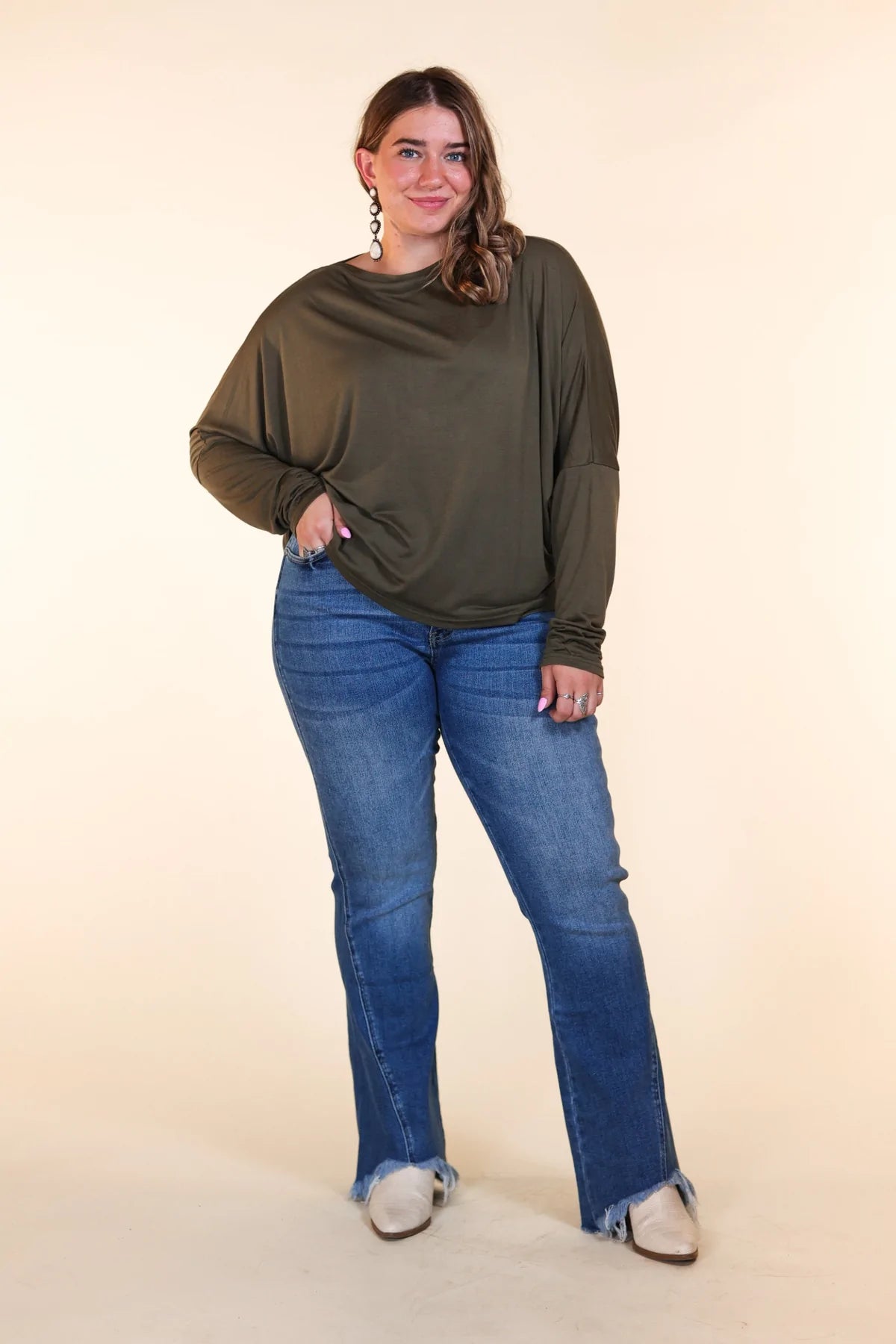 Ladies Grace & Emma The Hanna Medium Wash Shark Bite Flares