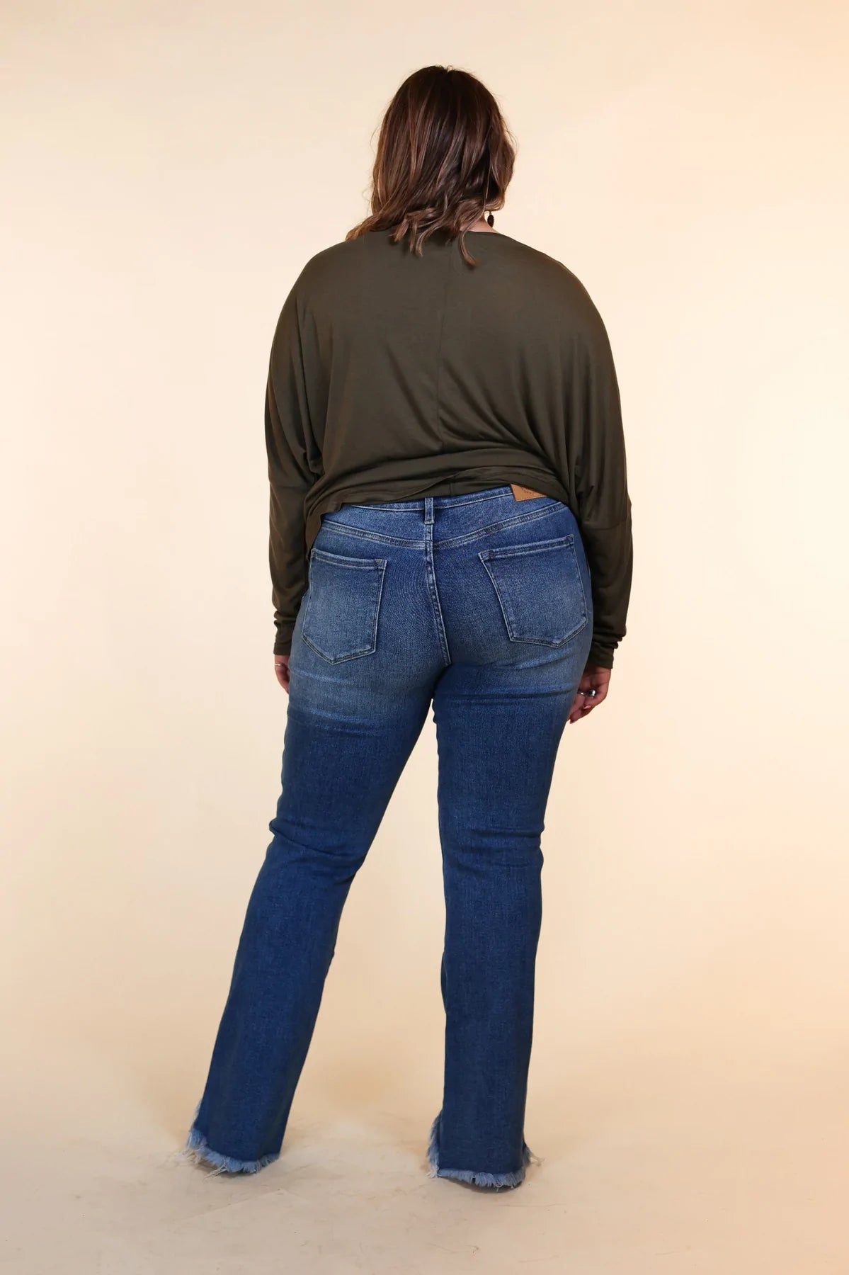 Ladies Grace & Emma The Hanna Medium Wash Shark Bite Flares