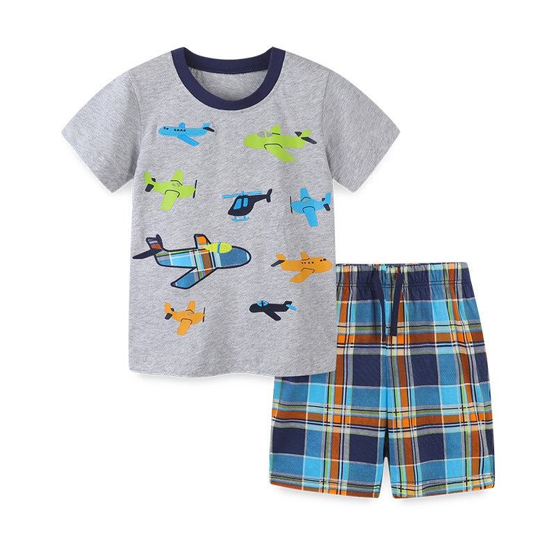Boys Aosta Betty Airplanes and Helicopters Short Set (2-Piece Set)