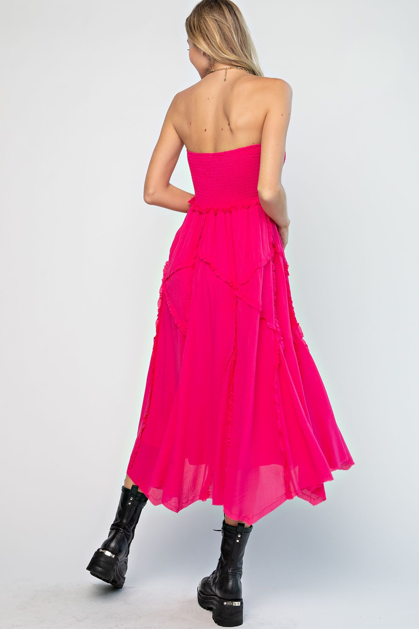 Ladies Rayon Gauze Ruffle Handkerchief Maxi Skirt/Tube Dress by Easel