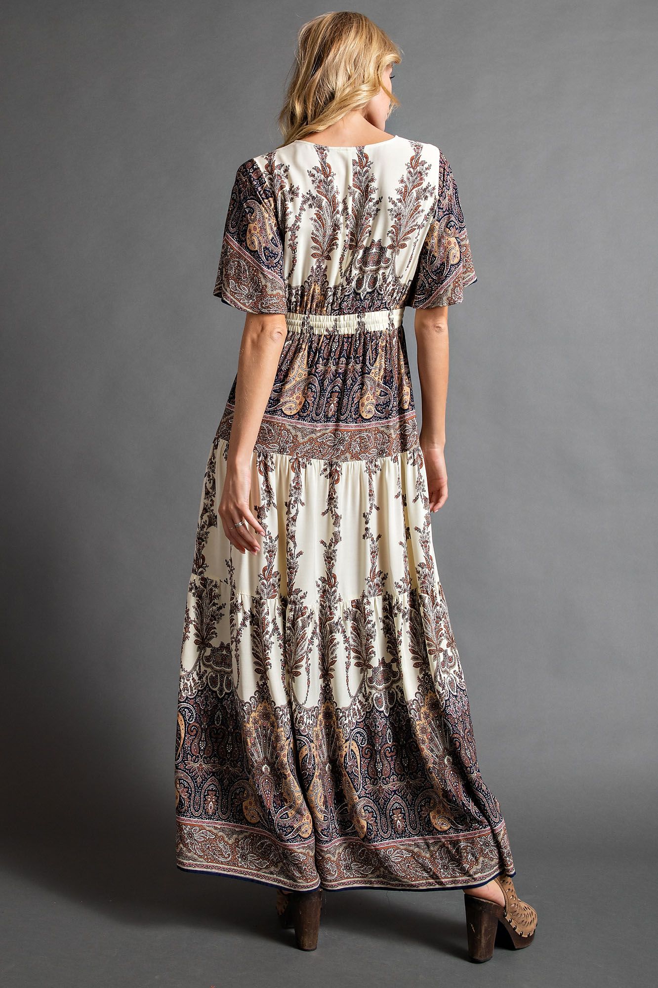Ladies Wing Sleeves Printed Maxi Dress by Easel