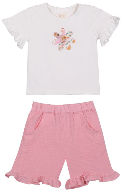 Girls Nina 2 Piece Shorts and Tee Set-Flower
