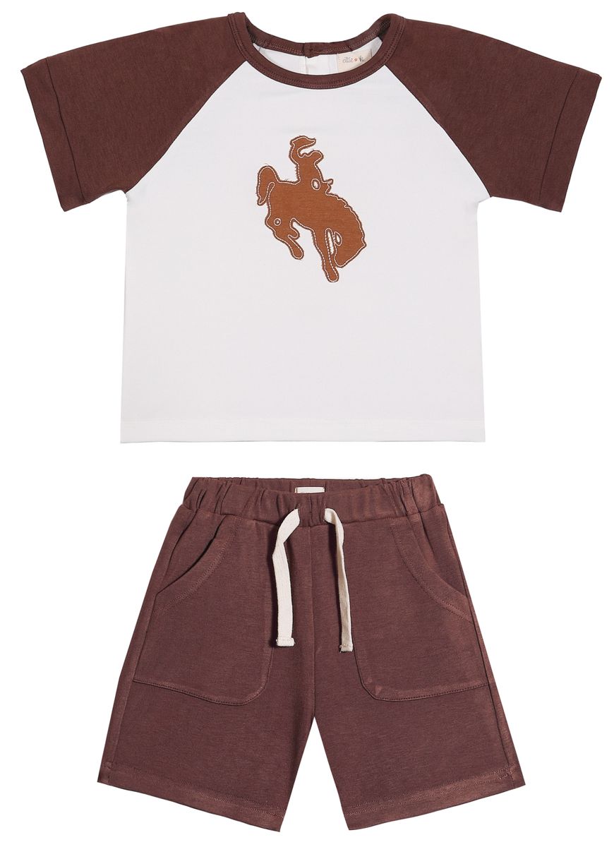 Boys Lucas 2 Piece Shorts and Tee Set-Cowboy