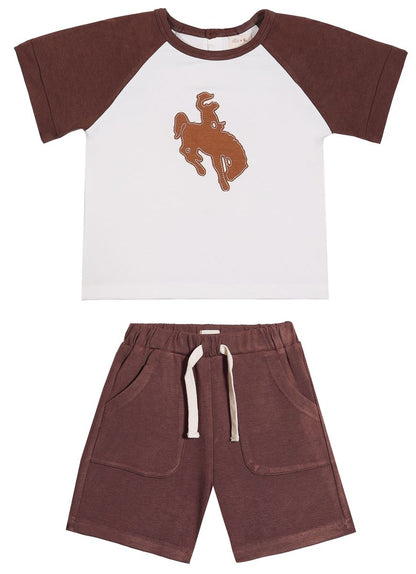 Boys Lucas 2 Piece Shorts and Tee Set-Cowboy