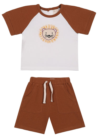 Boys Lucas 2 Piece Shorts and Tee Set-Lion