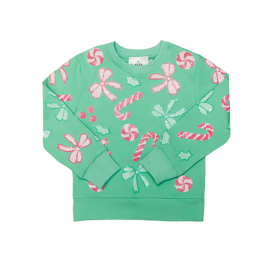 Girls Candy Cane Cutie Sequin Sweatshirt by Belle Cher