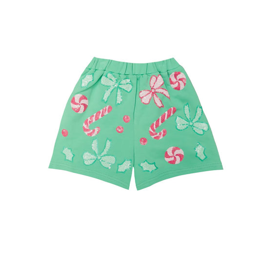 Girls Candy Cane Cutie Sequin Shorts by Belle Cher