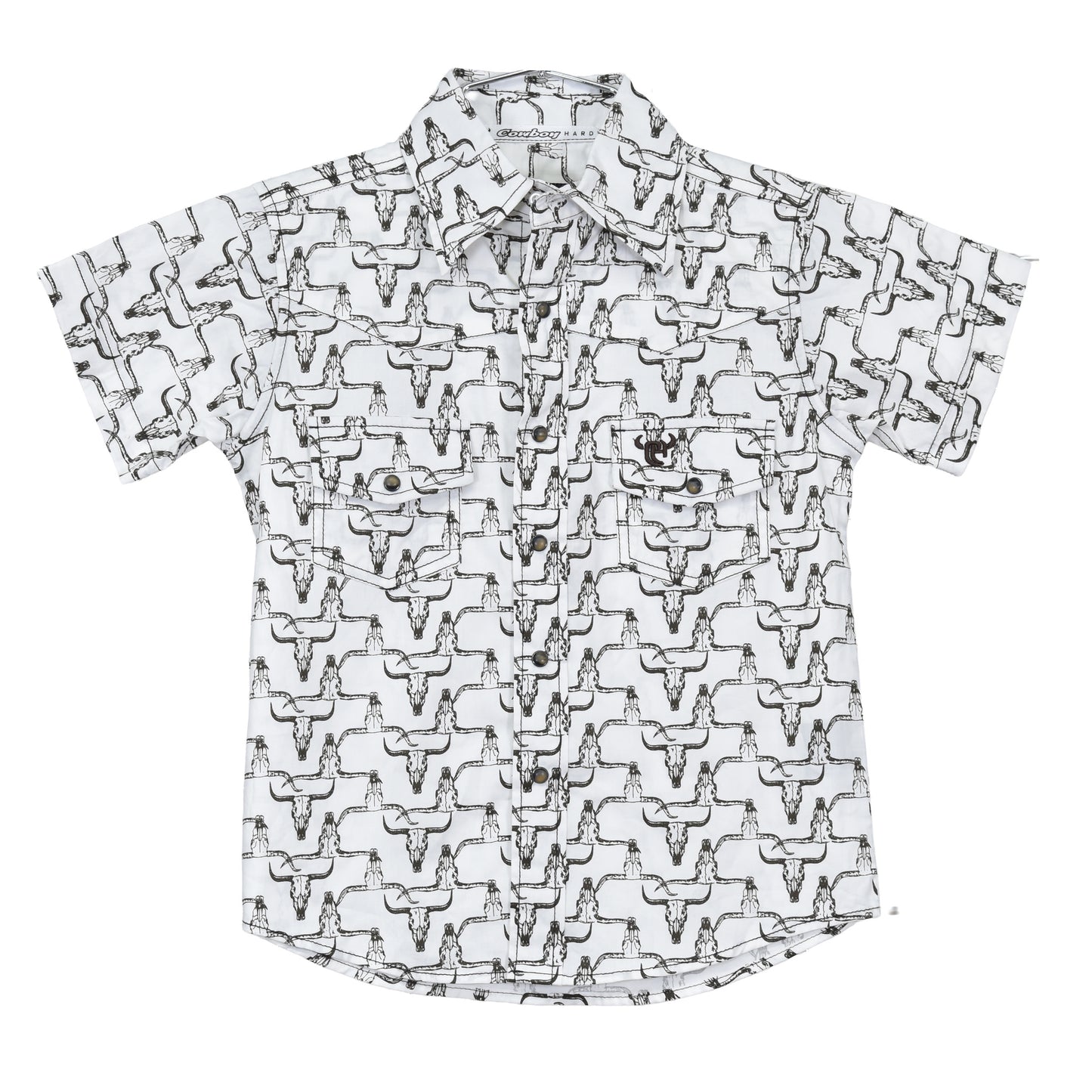 Boys Hombre Skull S/S Print, White/Brown by Cowboy Hardware
