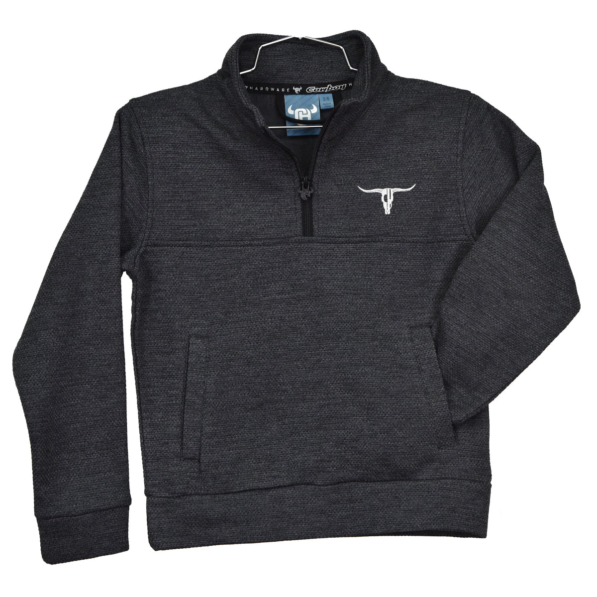 Boys Black Heather CH Longhorn Knobby Fleece Cadet by Cowboy Hardware