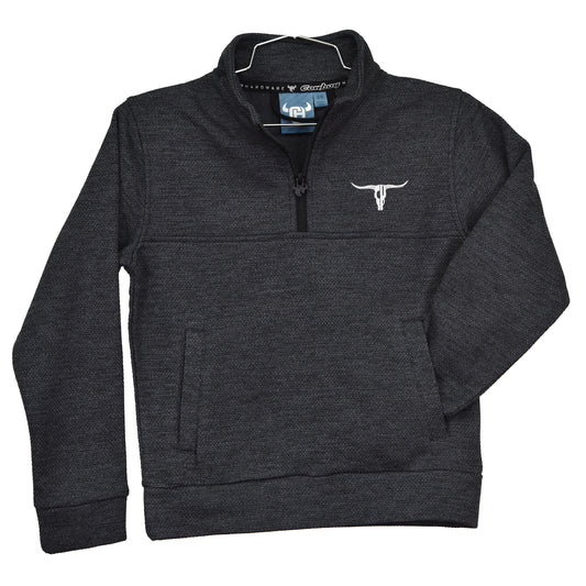 Boys Black Heather CH Longhorn Knobby Fleece Cadet by Cowboy Hardware