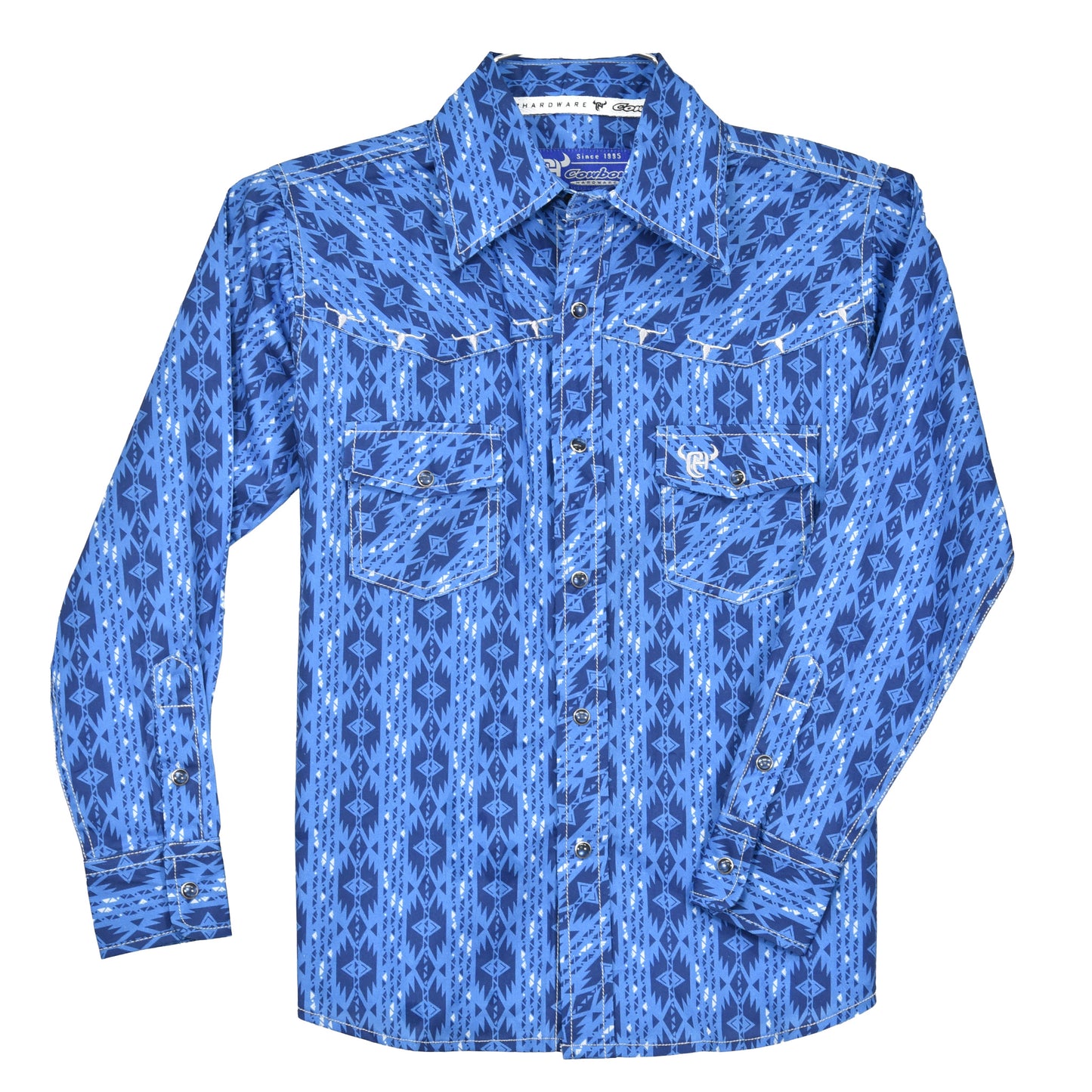 Boys Royal Blue Tonal L/S Print Shirt by Cowboy Hardware
