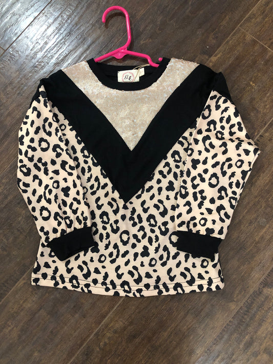Girls Gold Shimmer/Animal Print Top by Grace & Emma