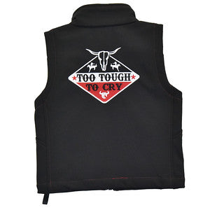 Boys Black Too Tough to Cry Poly Vest by Cowboy Hardware