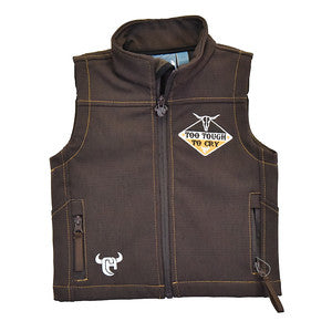 Boys Dark Chocolate Too Tough to Cry Vest by Cowboy Hardware