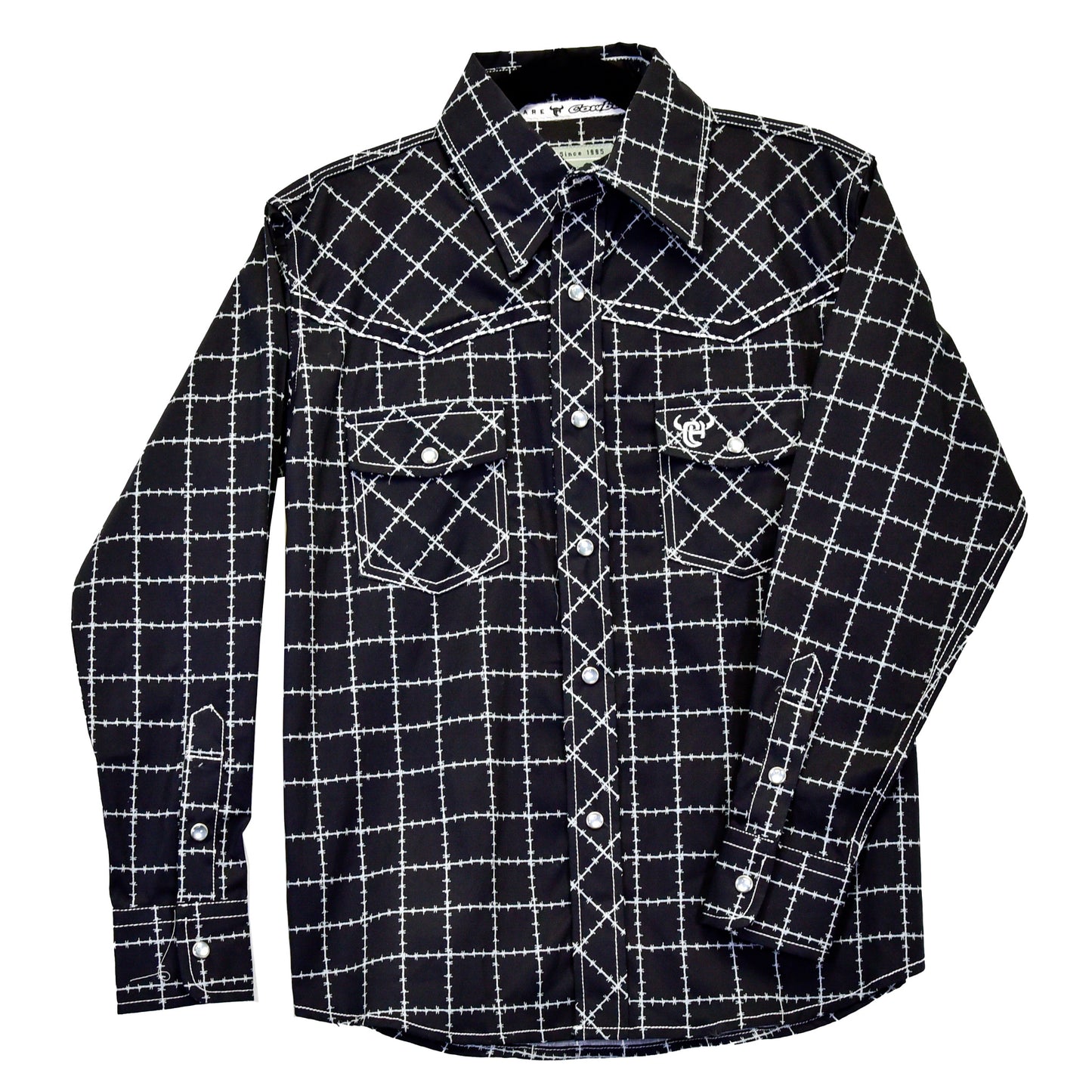 Boys Black Barbed L/S Print Shirt by Cowboy Hardware