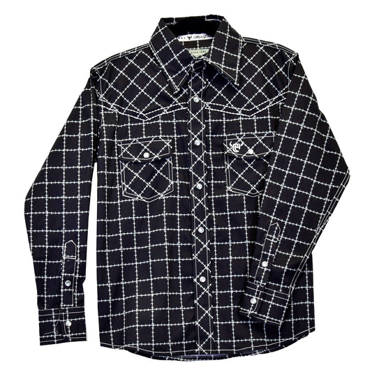 Boys Black Barbed L/S Print Shirt by Cowboy Hardware
