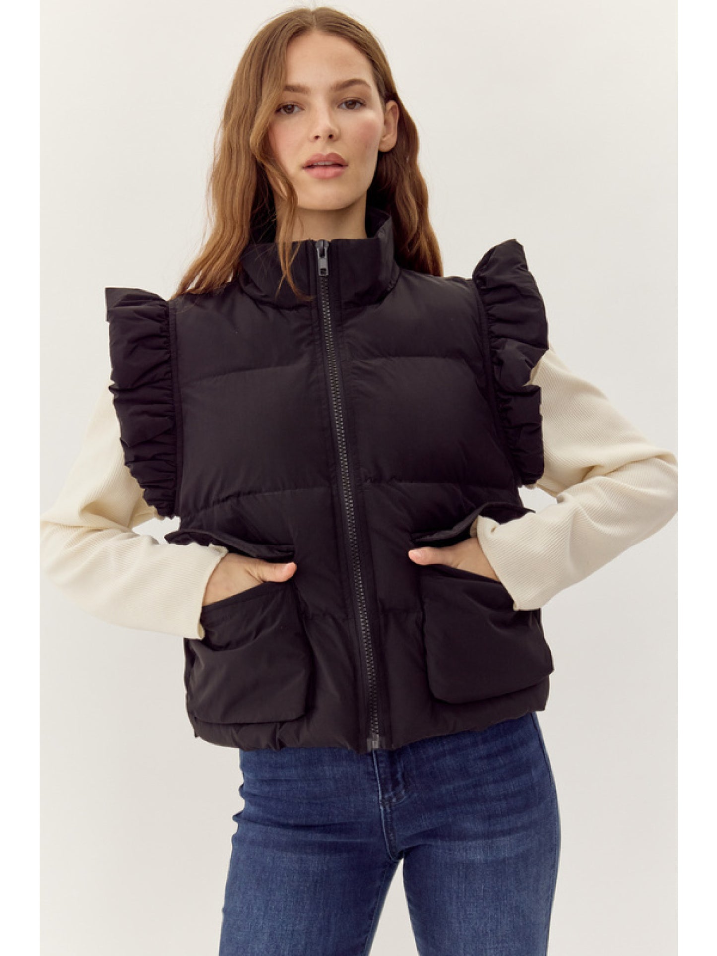 Ladies Puffer Vest by JODIFL - Black