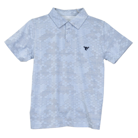 Boys Solid Blue S/S Golf Knit Top by Cowboy Hardware