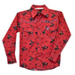 Boys Red Vintage Bronc L/S Print Shirt by Cowboy Hardware