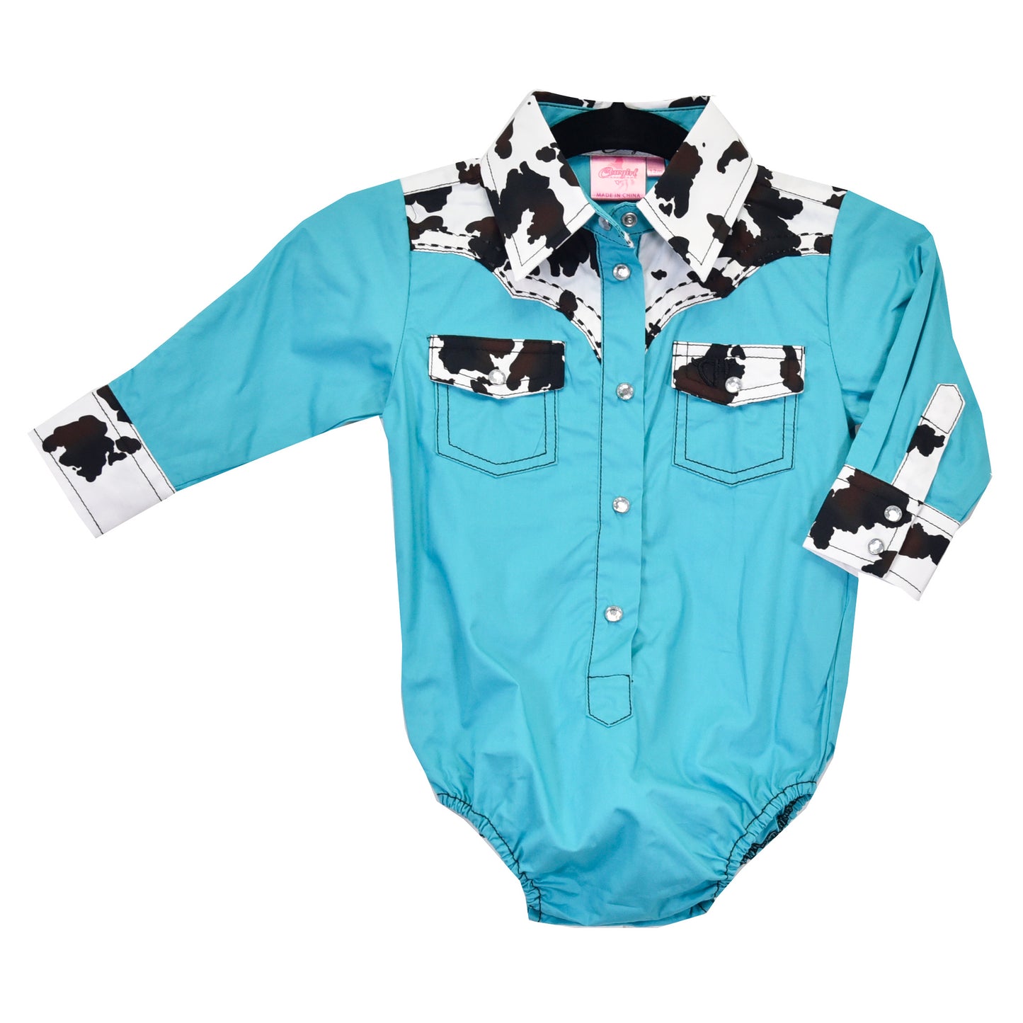 Girls Moody Cow Yoke L/S Print Romper by Cowboy Hardware