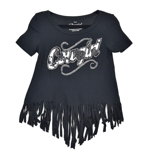 Girls Black Sassy Cowgirl Cow Tee by Cowboy Hardware