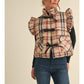 Ladies Plaid Puffer Vest by JODIFL - Taupe