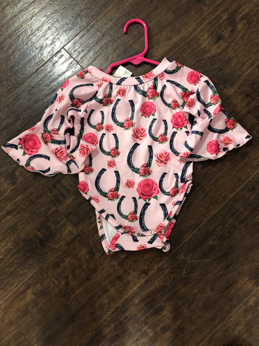 Girls Horseshoe Rose Long Sleeve Bell Shirt by Shea Baby