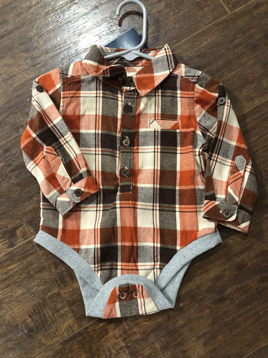Boys Rust/Navy Plaid Onesie and Shirt by Me & Henry