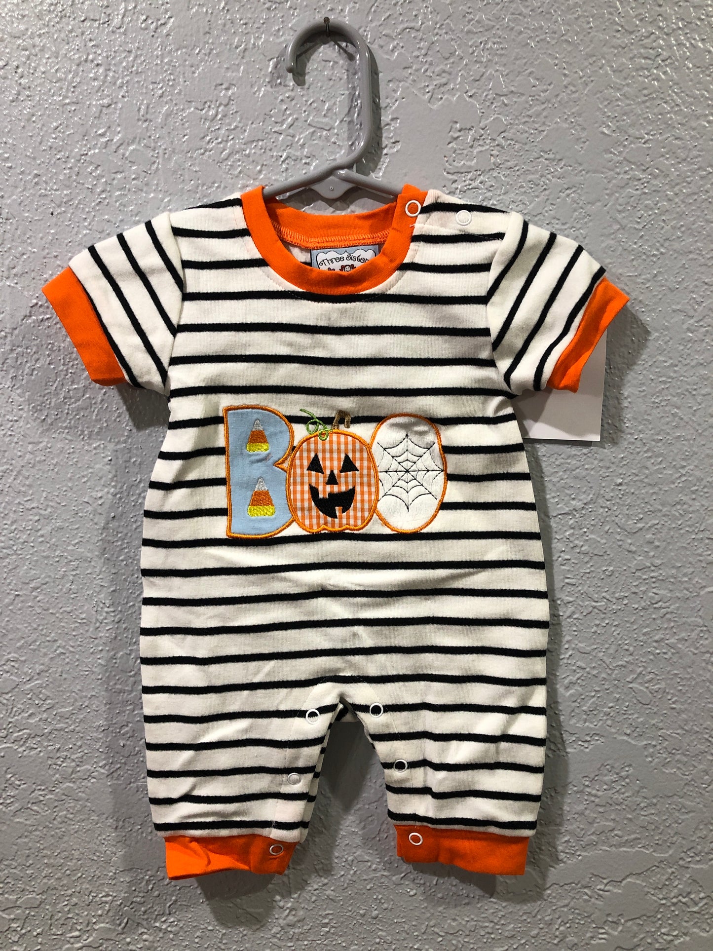 Boys Boo Stripe Romper by Three Sisters