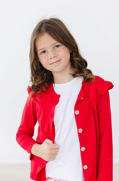 Girls Red Ruffle Cardigan by Mila & Rose
