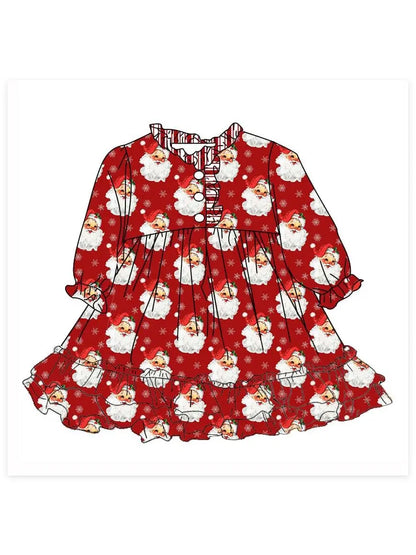 Girls Red Vintage Santa Milk Silk Gown by Little Bugz Boutique