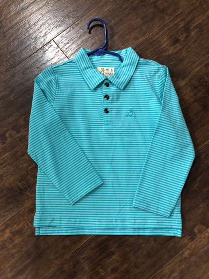 Boys Turquoise Striped Henley Onesie or Top by Me & Henry