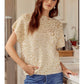 Ladies Jodifl Metallic Leopard Print Knit Top With Mock Neck and Kimono Sleeves-Ivory