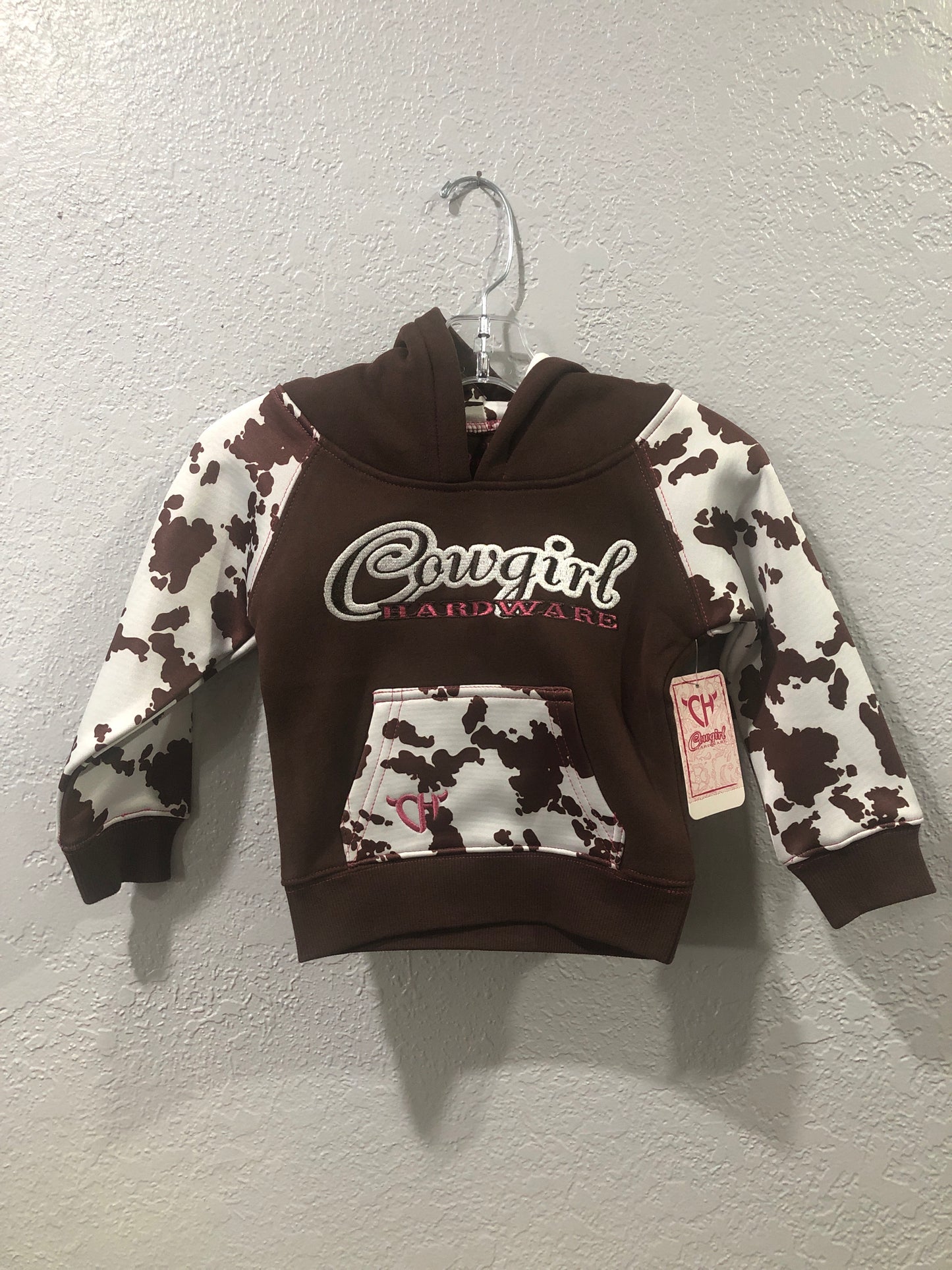 Girls Dark Chocolate Cowprint Hoody by Cowboy Hardware