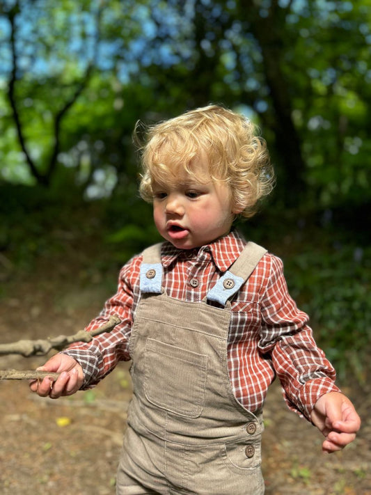 Boys Tan Harrison Cord Overalls by Me & Henry