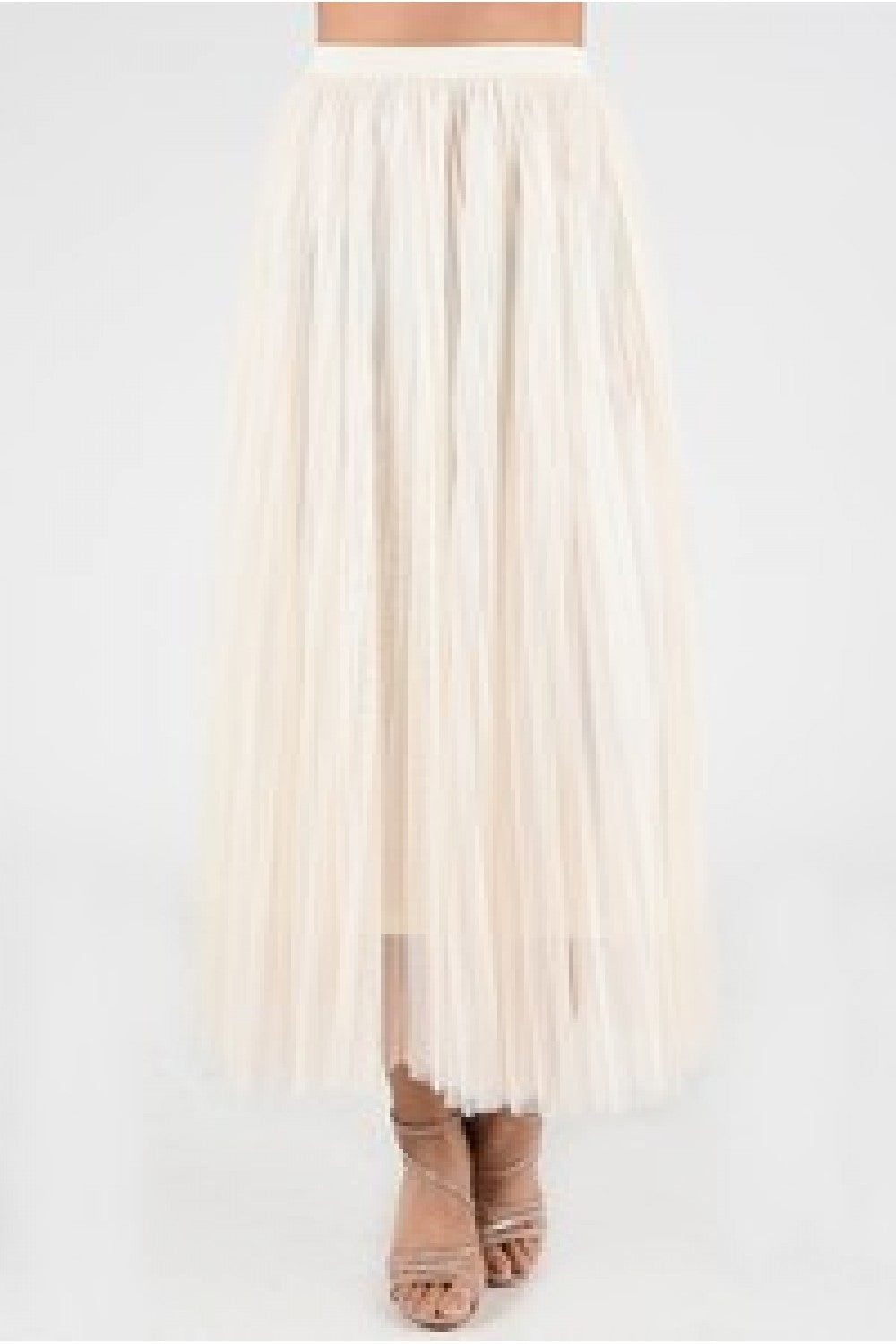 Ladies Lined Tulle Mesh Long Skirt