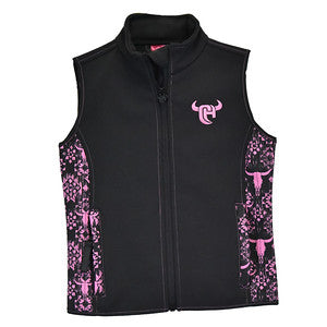 Girls Black Distressed Skull Accent PS Vest by Cowboy Hardware