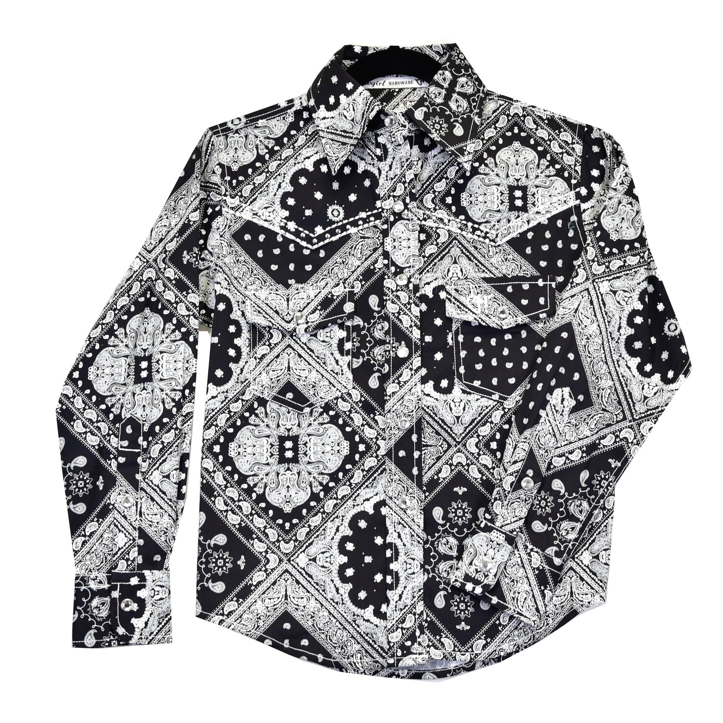 Girls Black Bandana L/S Print Shirt by Cowboy Hardware