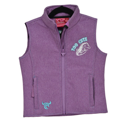 Girls Purple Too Cute to Cry PS Vest by Cowboy Hardware