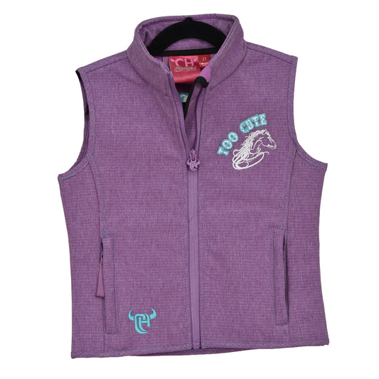 Girls Purple Too Cute to Cry PS Vest by Cowboy Hardware