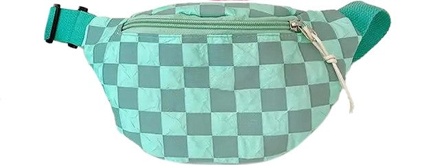 Kids Checkered Crinkle Fabric Waist Fanny Pack