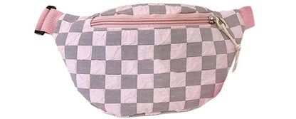 Kids Checkered Crinkle Fabric Waist Fanny Pack