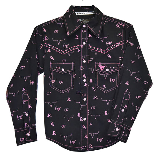 Girls Branding Irons Print L/S Shirt by Cowboy Hardware