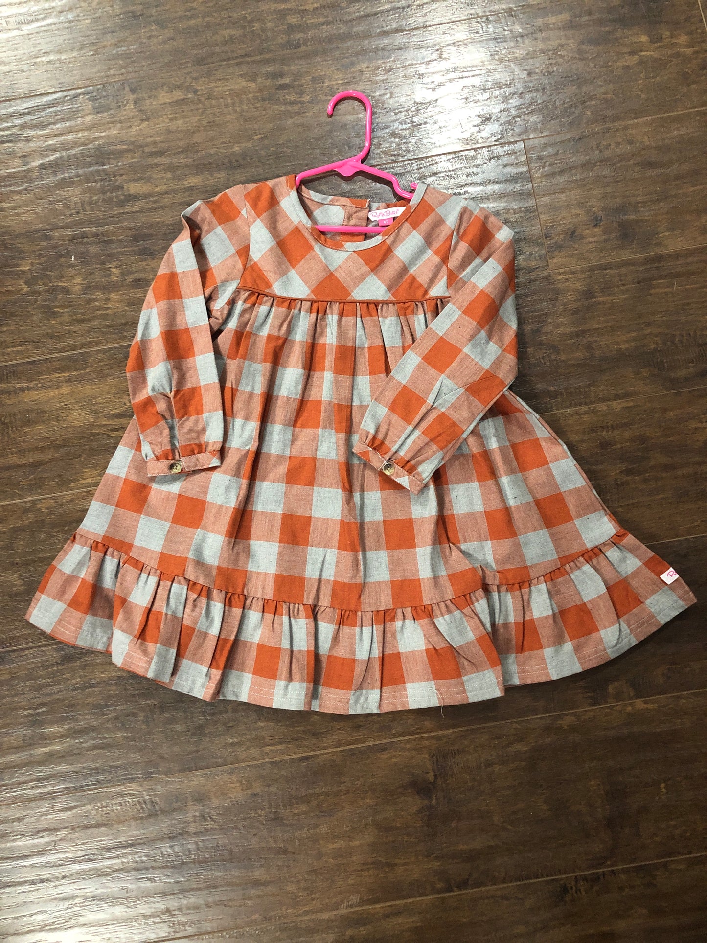 Girls Hadlee Plaid L/S Ruffle Hem Romper or Dress by RuffleButts