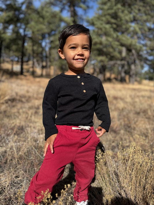 Boys Black Aynor Henley Onesie by Me & Henry