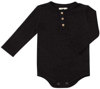 Boys Black Aynor Henley Onesie by Me & Henry