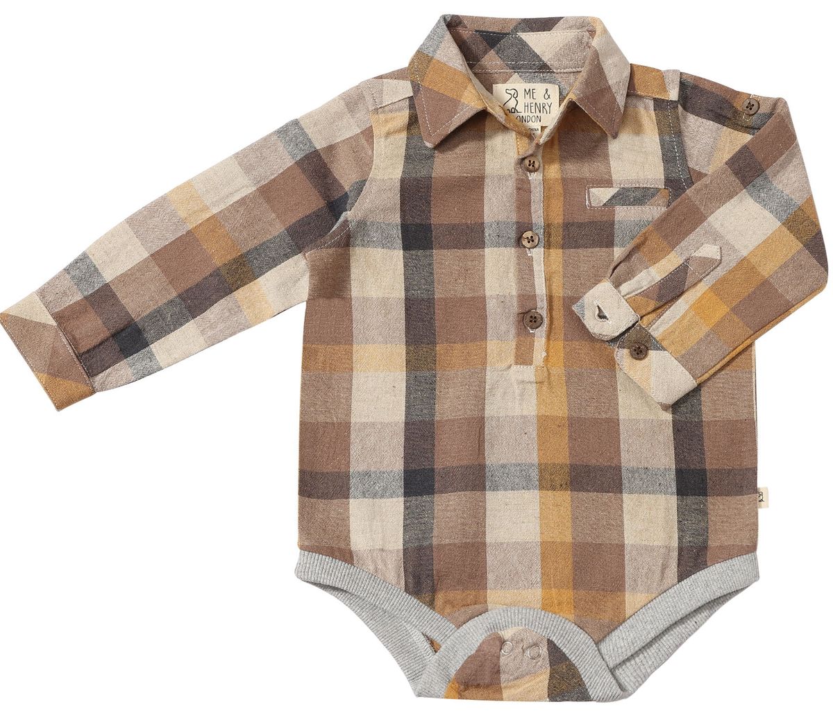 Boys Brown Madras Jasper Woven Onesie by Me & Henry