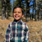 Boys Navy/Purple Madras Jasper Woven Onesie by Me & Henry