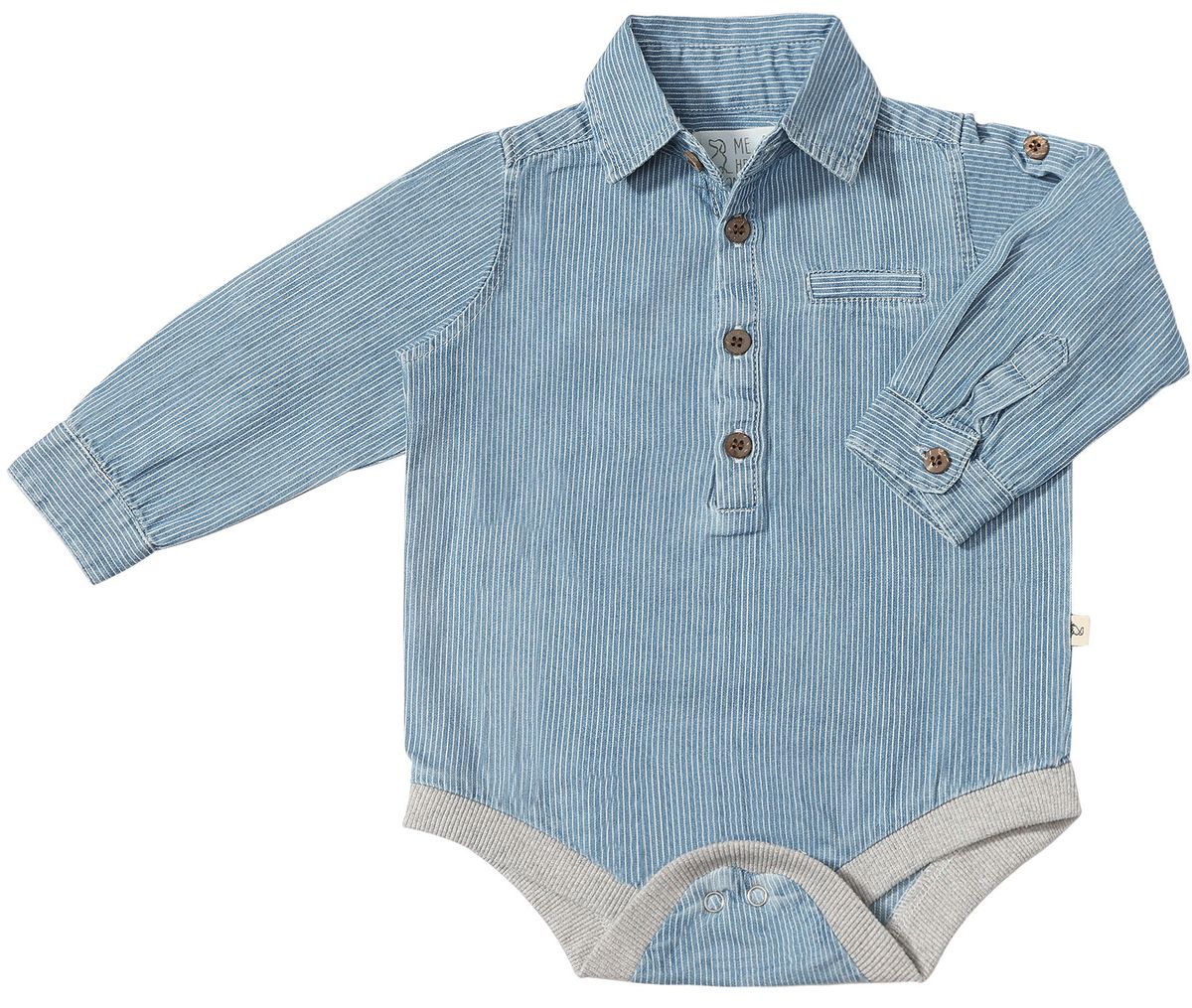 Boys Denim/White Stripe Jasper Woven Onesie by Me & Henry